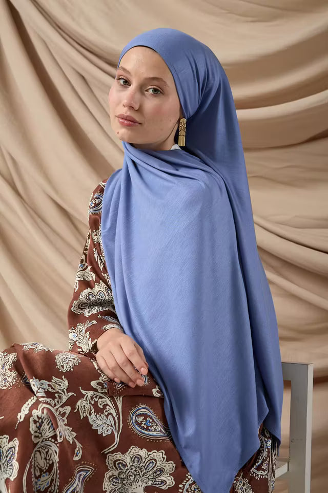 Premium kammad bomullssjal 65002-42 Denimblå