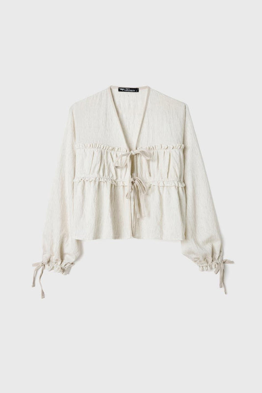 Kimono i linne med spets