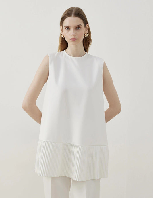 Plisserad vit t-shirt