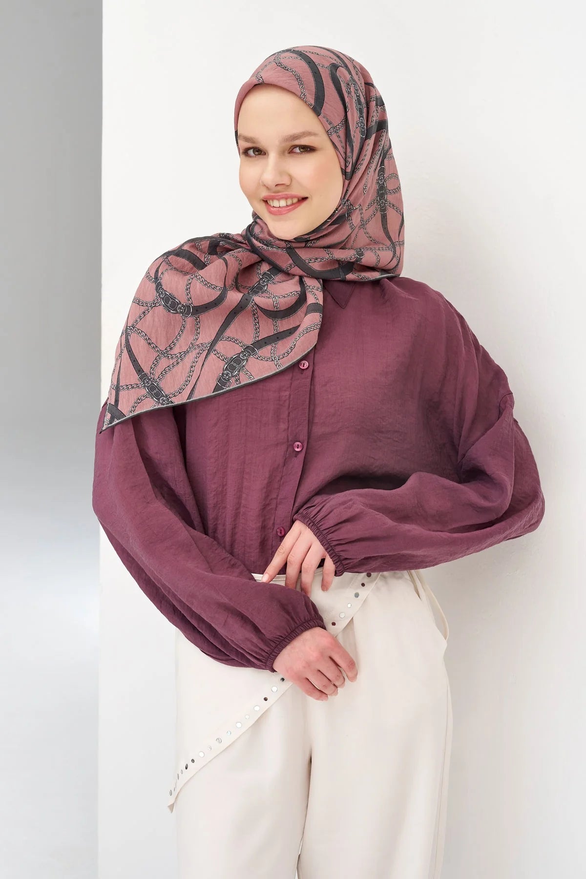 Monare Eşarp Kemer Pudra 90x90