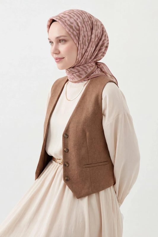 Soft Eşarp Flow Yeşil Kahve