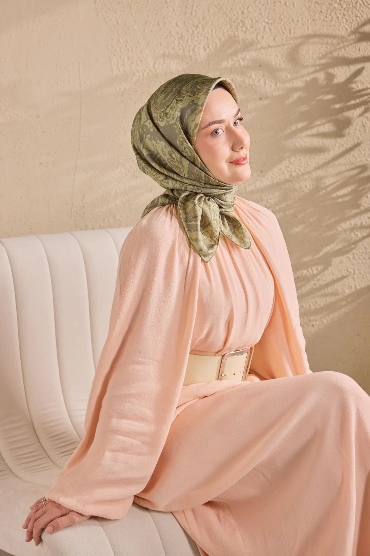 Twill İpek Eşarp Royale Şal Desen Gri